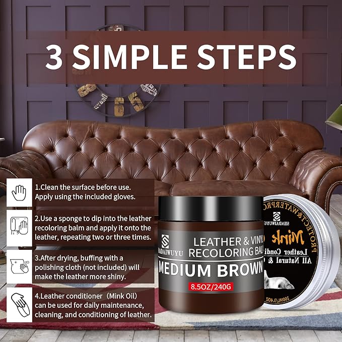 SHADAIWUYU 8.5oz Leather Recoloring Balm
