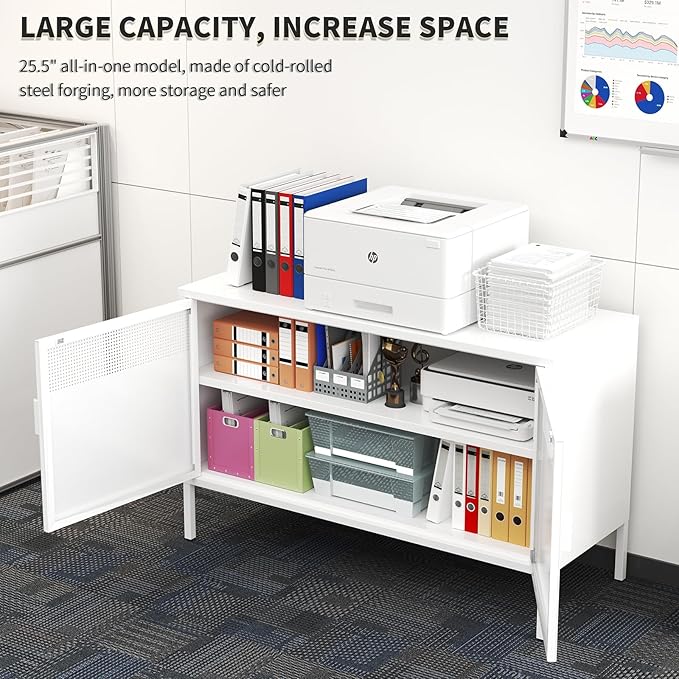 White Metal Storage Cabinet