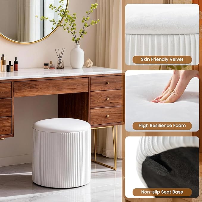 White Vanity Stool Set of 2