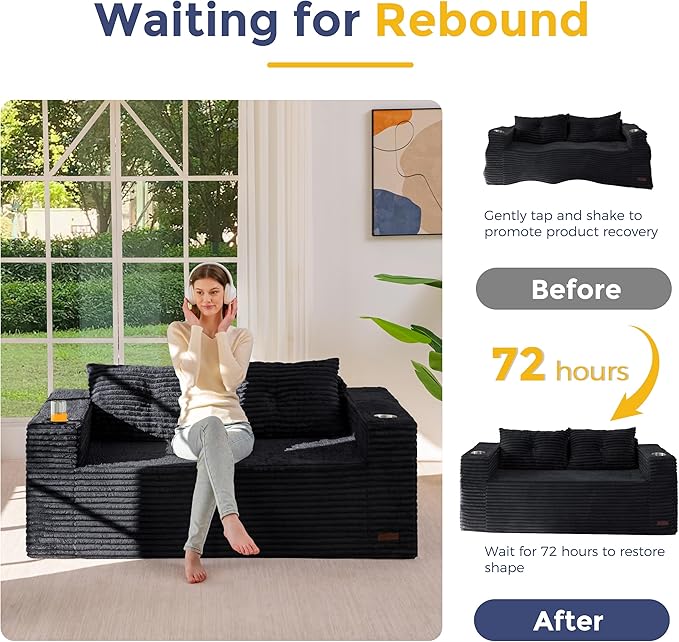 MAXYOYO 63" Boneless Loveseat Sofa Couch