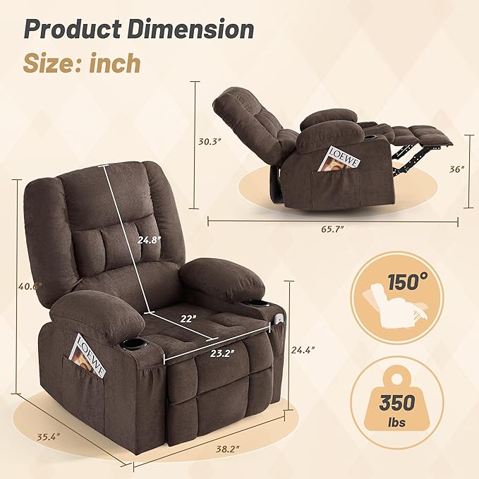 Oversized Swivel Rocker Recliner Chair