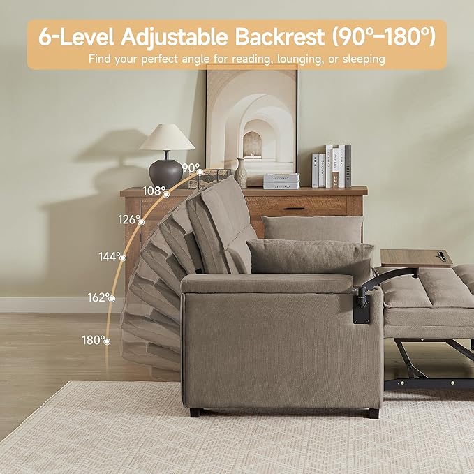 Auvsoce 65'' Chaise Lounge Chair Indoor, 3-in-1 Convertible Sofa Bed
