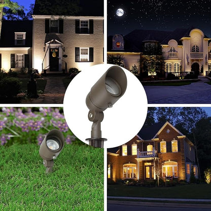 Lumina Lighting® 4W Landscape lighting 12V Landscape Lights Low Voltage Landscape Spotlights Warm White Waterproof Outdoor Replaceable LED Bulb for Garden, Lawn, Porch, Patio and Yard (Bronze, 6-Pack)