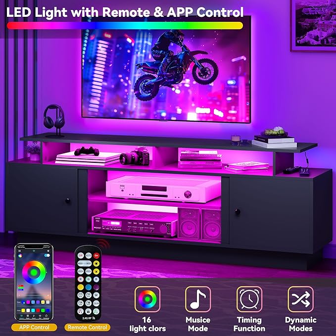 DWVO Modern TV Stand for 75 Inch TVs, Entertainment Center