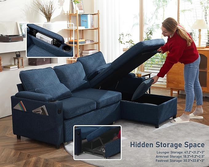 DURASPACE Sofa Bed Sleeper Pull Out 2 in 1 Sectional Sleeper Sofa Couches