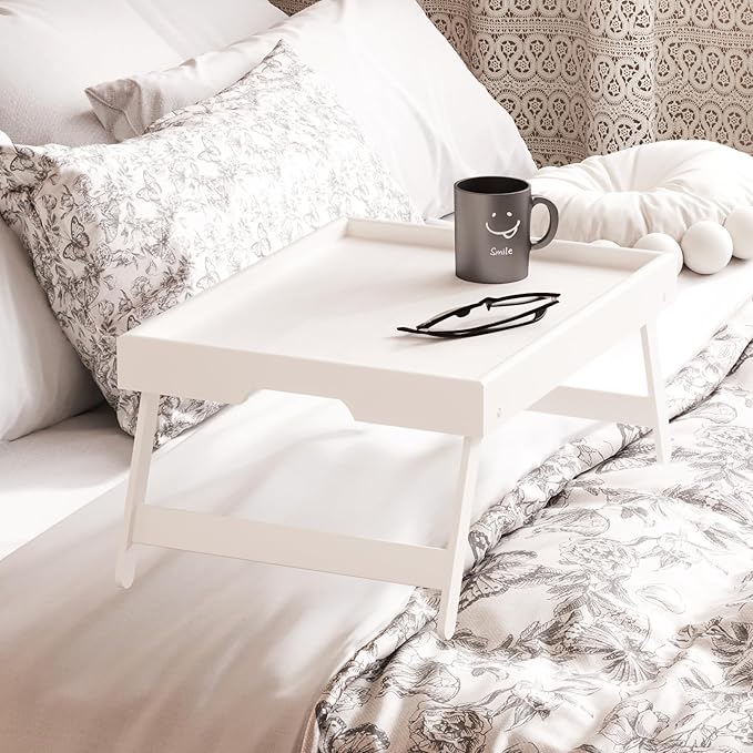 Fibogollo 4 Pack Bamboo Bed Tray Table