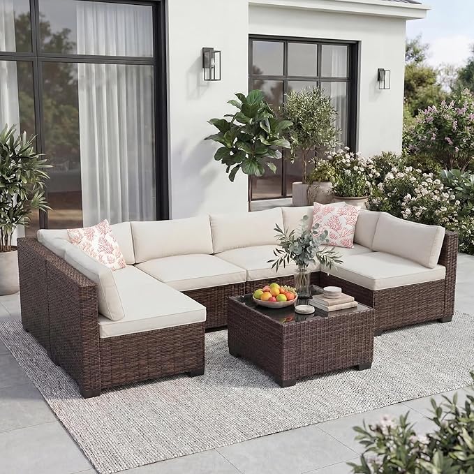 7-Piece Outdoor Sectional Furniture Set, Patio Furniture Sets