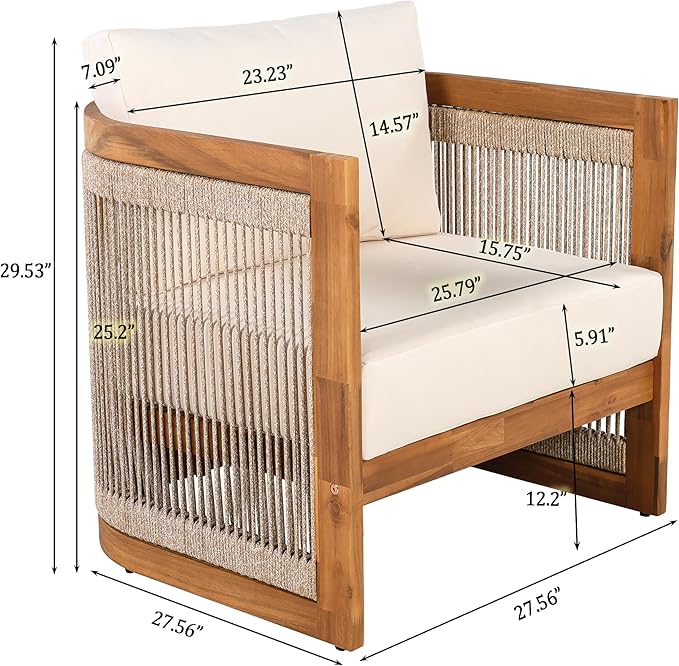 Christopher Knight Home Nesbit 4 Pieces Conversation Set, Acacia Wood Chat Set