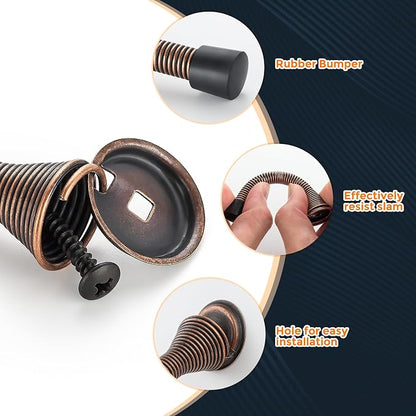 Ravinte Door Stoppers, 12 Pack Spring Door Stops with Rubber Bumper, Oil Rubbed Bronze Door Stoppers for Bottom of Door