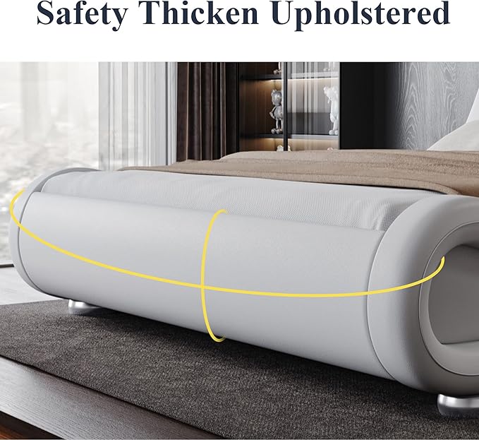 Allewie Queen Size Upholstered Platform Bed Frame