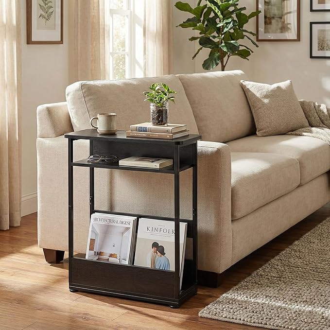 Narrow Side Table, 3-Tier Slim End Table