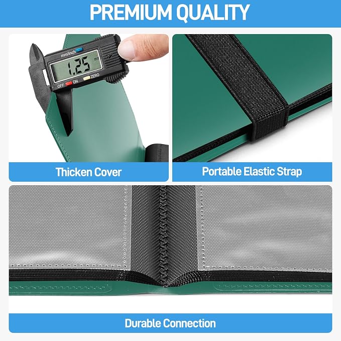 Card Binder, Upgraded 4 Pockets Trading Card Collection Binder for Cards, 160 Pockets Mini Card Book Holder Album - Green