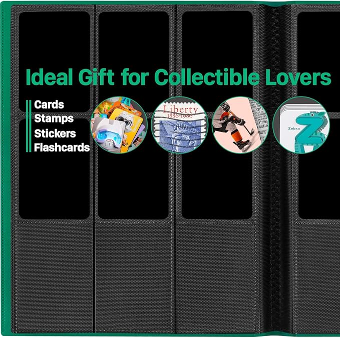 【2026】Trading Card Binder 9 Pocket, Premium Sports Collection Binder Game Cards Book with Sleeves Side Loading, Anti-open Strap Double Sided Waterproof 360 Card Folder