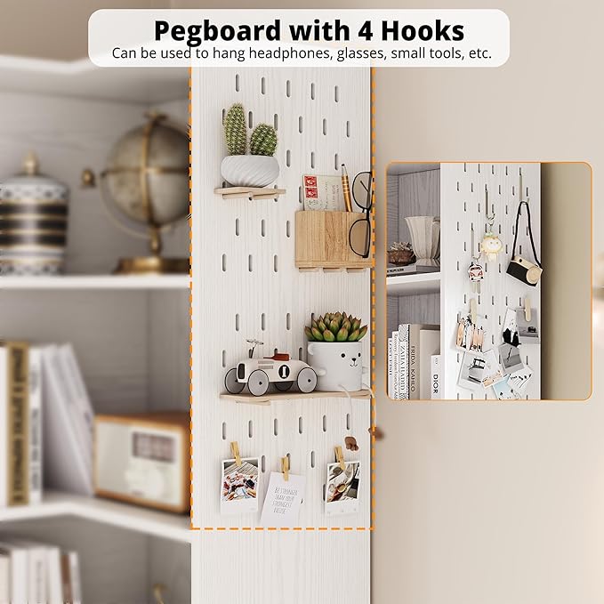 IRONCK Corner Bookshelf with LED Lights, 78.7" Tall Corner Bookshelves with 2