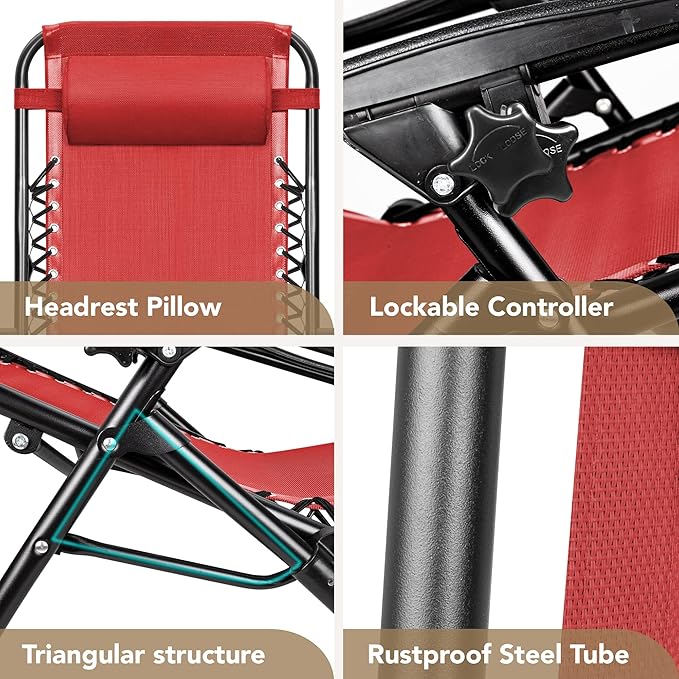 Devoko Patio Zero Gravity Chair Outdoor Folding Adjustable Reclining Chairs