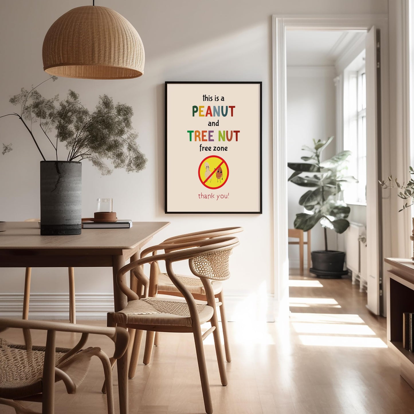 Poster Master Peanut and Tree Nut Free Zone Poster - Food Allergy Awareness Print - Preppy Art - Educational Art - Decor for School or Classroom - 8x10 UNFRAMED Wall Art