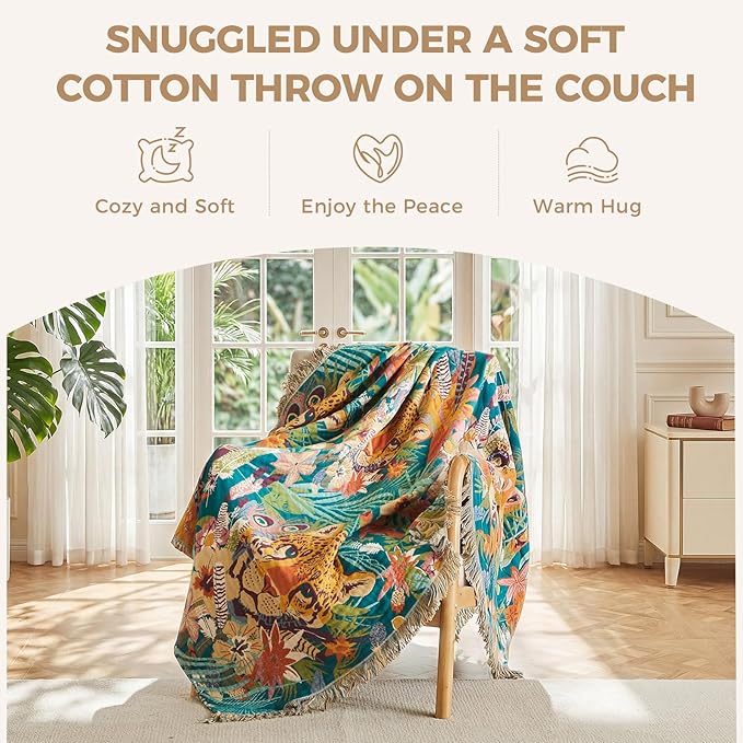 LUTBM Throw Blanket for Bed Couch Sofa Soft Cotton Twin Breathable Summer
