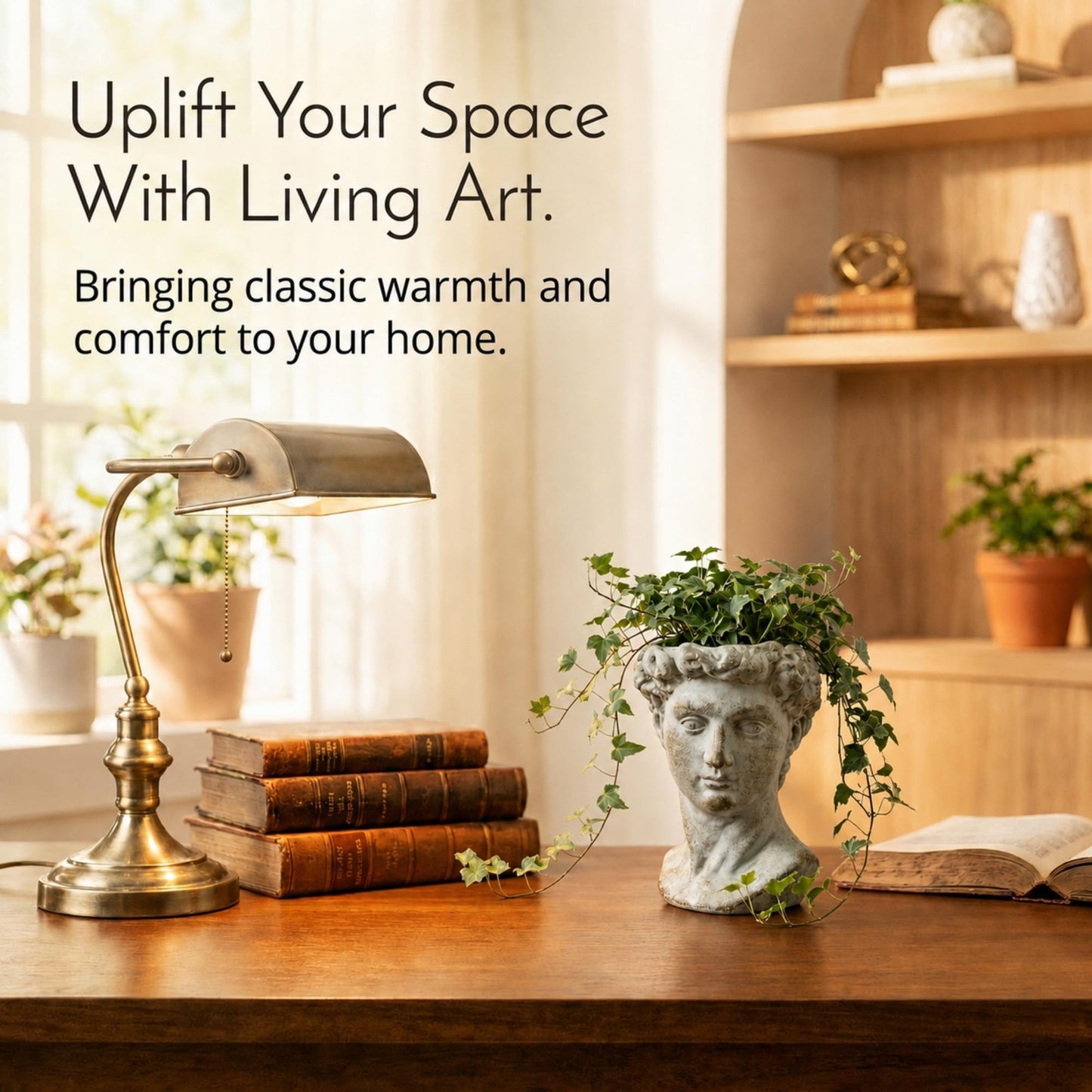 The Bridge Collection Antique Style Old World Greek Statue Head Cement Face Planter Pot