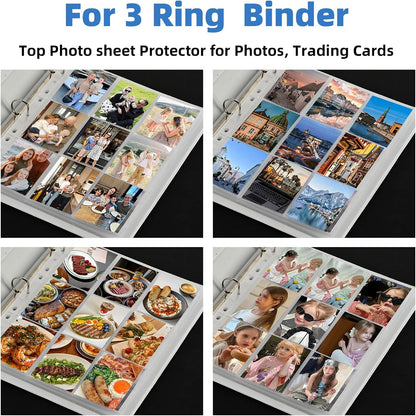 9 Pocket Card Sleeves, Holds 1800 Cards, Trading Card Binder Sleeves, 3 Ring 9 Pocket Pages for Sports Cards, Coupons Cards, 100 Pack, Game