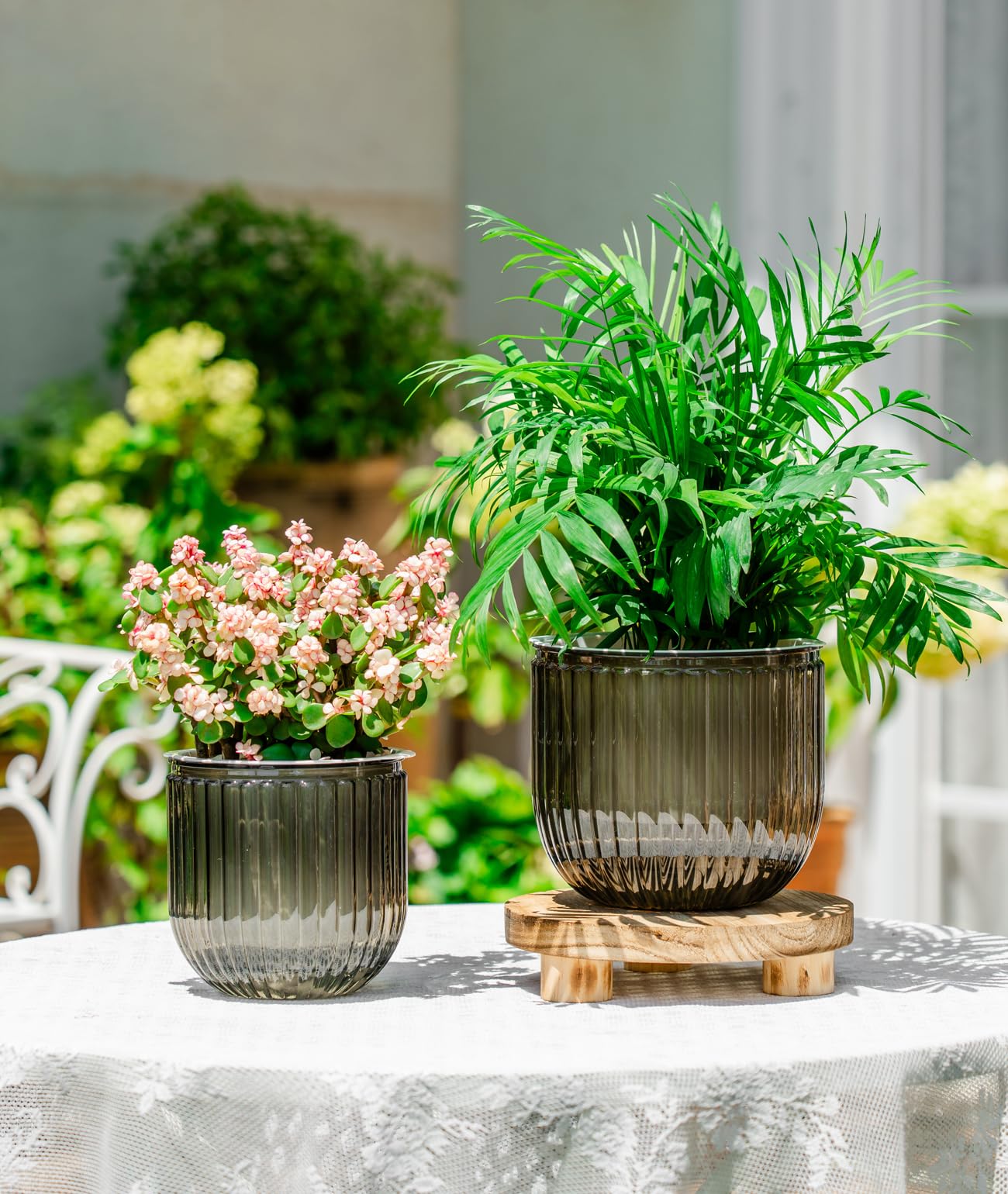 Melphoe Self Watering Pots for Indoor Plants Planter, 6.5/5.3 Inch 2 Pack Planters Self Watering Plant Pots for Flower, Houseplants, Succulent, African Violets and Cactus with Drainage