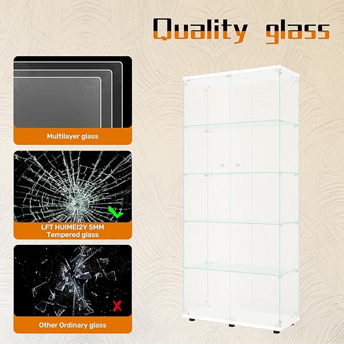 LFT HUIMEI2Y Glass Display Cabinet 5-Shelf