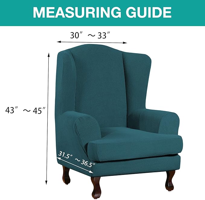 Turquoize Wingback Chair Covers 2 Piece Wing Chair Slipcover Stretch Slipcovers