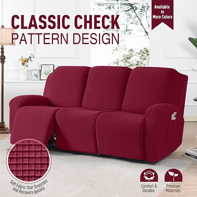 TAOCOCO Recliner Sofa Covers 8-Pieces Stretch Large Couch Covers