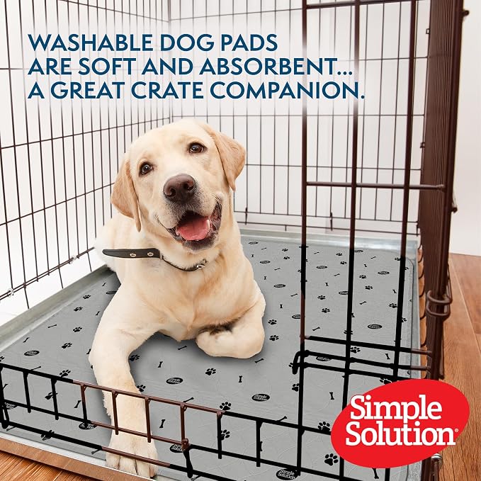 Simple Solution Large Washable Puppy Pad, Reusable Dog Training Pads for Housebreaking and Senior Dogs, Absorbent Waterproof and Odor Control, Travel Supply, 34 x 36 Inches, 2 Count