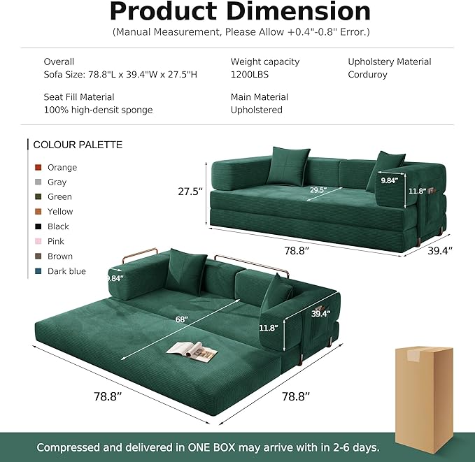 MoonSpeak 78.8''Sleeper Couch Bed