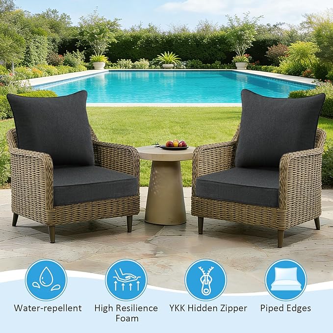 Sunbrella Outdoor Deep Seat & Back Cushion Set, 24 x 24 Inch Water Repellent