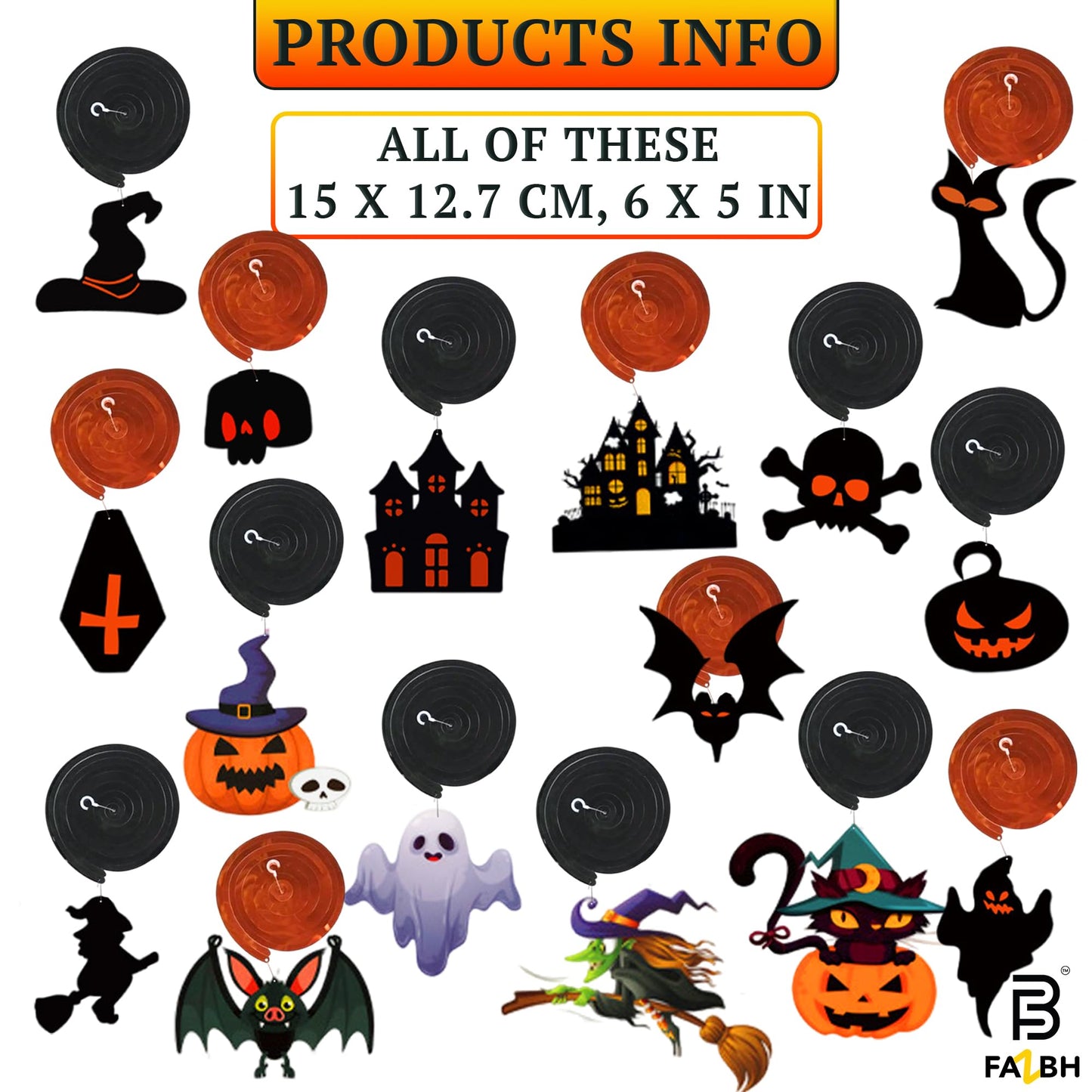 Halloween Balloons and Hanging Swirls - Pack of 64 | Giant 47 Inch Bat Balloons, Black Spider and Pumpkin Balloon | Spooky Halloween Party Decorations