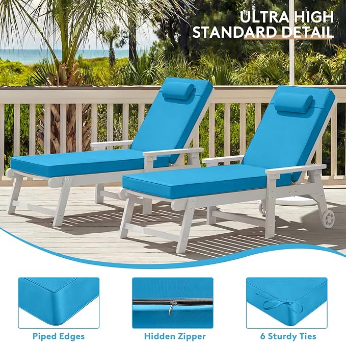 Chaise Lounge Cushion for Outdoor Furniture, Waterproof, Fade-Resistant and