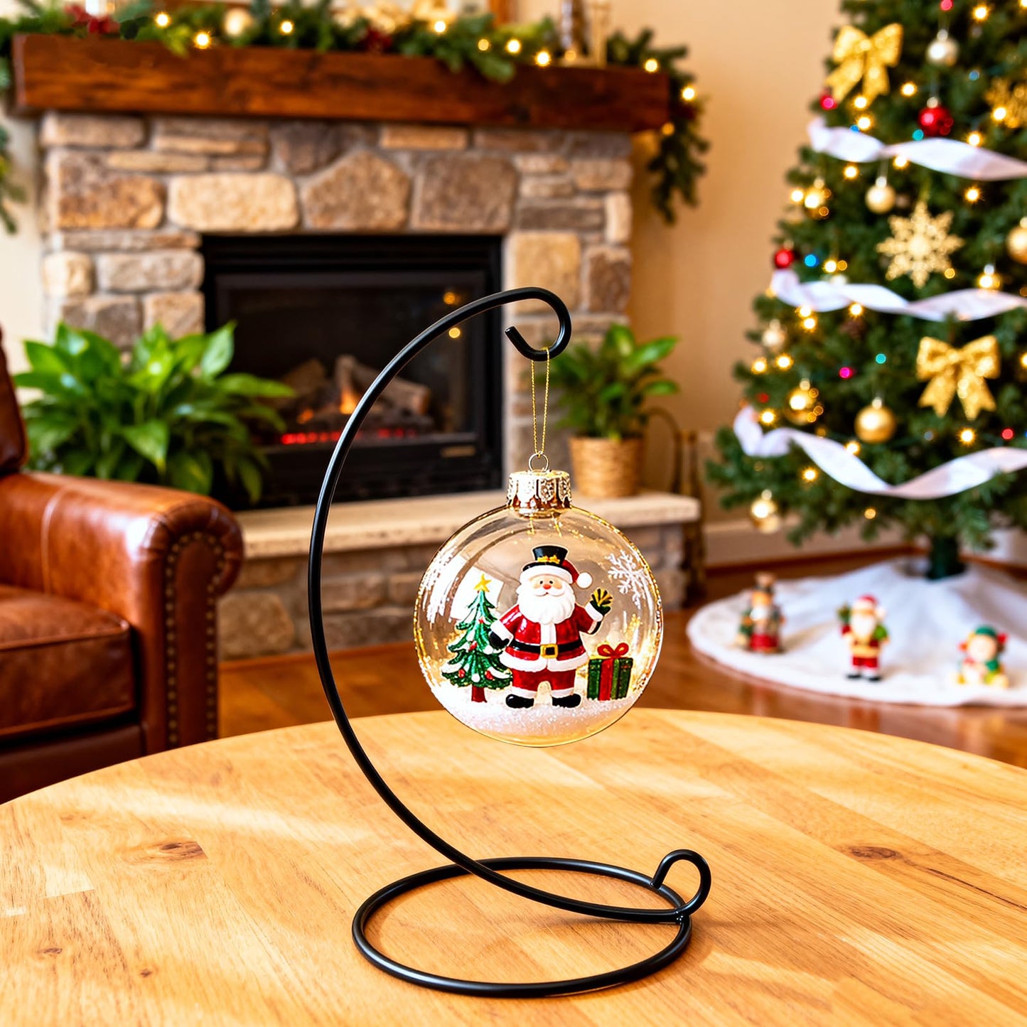 DaskFire 9in Ornament Display Stand, Air Plant Holder, Terrariums Hanger, Black Iron Wire Hanging Hook for Christmas Halloween Decoration, Glass Crystal Witch Ball, Home Party Decor Art Craft Fair
