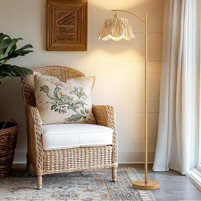 Oneach Boho Floor Lamp for Living Room, Farmhouse Standing Lamp