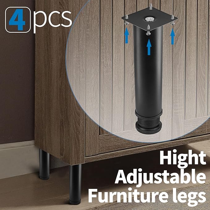 6 Inch Metal Furniture Legs Stainless Steel Adjustable Legs Black Metal Legs