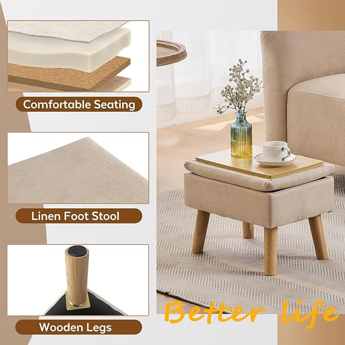 Storage Ottoman, Small Foot Stool Ottoman