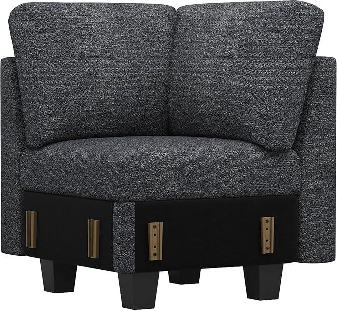 Belffin Chenille Corner Seat for Modular Couch. Sectional Sofa Module. Dark