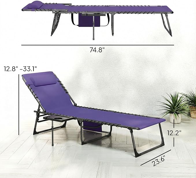 Outsunny Folding Chaise Lounge Chair Outdoor Tanning Chair