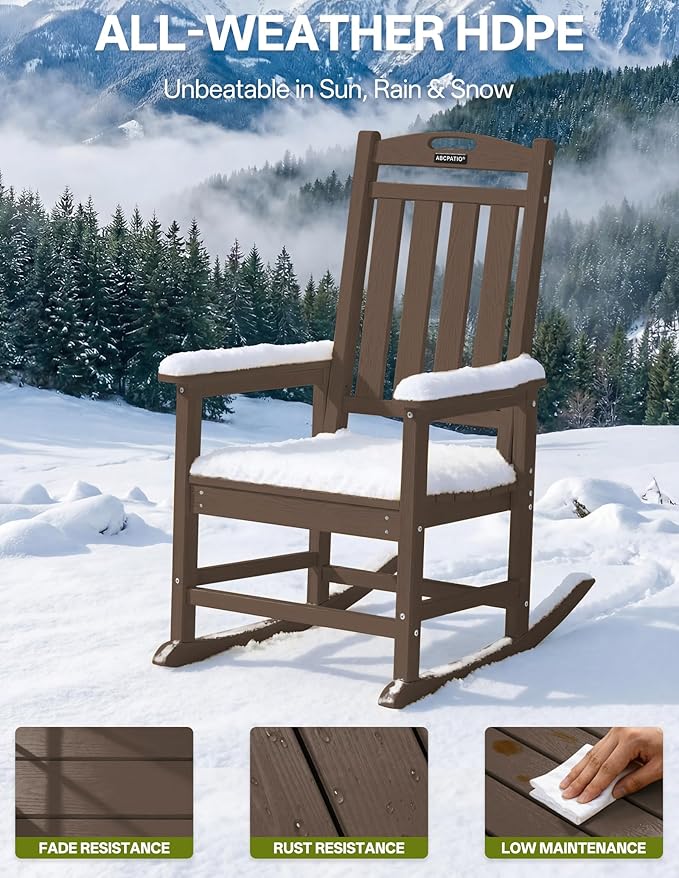 Outdoor Adirondack Rocking Chairs All-Weather HDPE Patio Rocker Chair