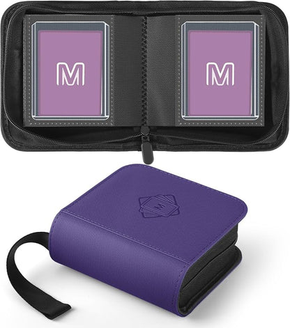 1 Pocket Toploader Binder Holds 40 Cards with 20 Sleeves Collectible Trading Card Album, for 3x4 Toploaders Hard Cases for TCG, MTG, Sports, Baseball, Football, Small Sports Card Book (1Purple)