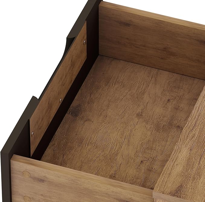Elegant Gray Nightstand with Shelf and Drawer Made from Sustainable Materials