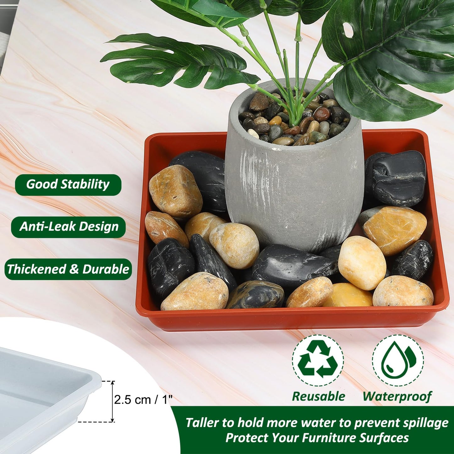 PATIKIL Plant Saucer Tray, 5 Pack 7 Inch Plastic Square Plant Saucer Flower Planter Drip Tray for Indoors Outdoors Patio Balcony, White