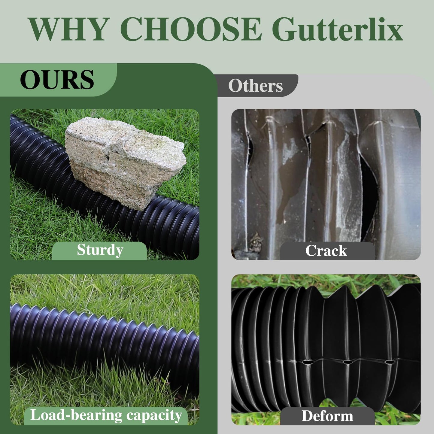 Gutterlix 1 Pack Flexible Gutter Downspout Extensions Extendable from 21" to 67", Downspout Extender Comes with Adapters, Thickened Down spout Drain Extension for Rainwater Drainage(Black)