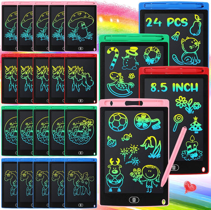 Zhehao 24 Pieces LCD Writing Tablet Doodle Board 8.5 Inch Colorful Reusable Screen Board Pad Reusable Drawing Writing Learning Educational Pad Toys for Girls Boys 8-10 3-10(Classic Round Style)