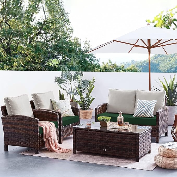 Favoyard Patio Chair Cushions 24 x 24 x 4 Inch Waterproof Outdoor Seat Cushions