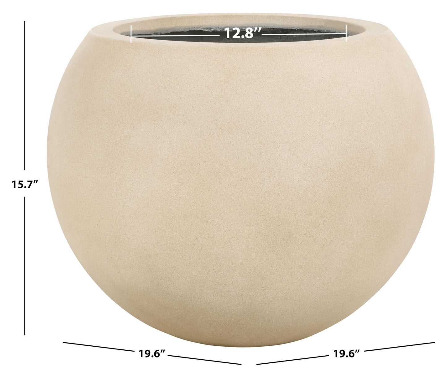 SAFAVIEH Outdoor Collection Kenslia Modern Beige Concrete Ficonstone Sphere Planter Pot