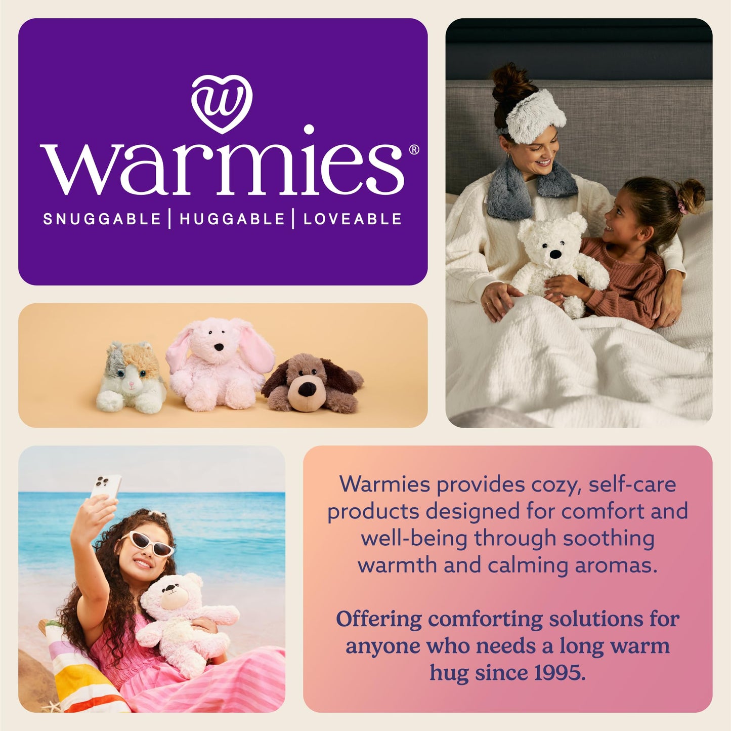 warmies Microwavable Eye Mask for Warmth & Comfort - Heating & Cooling Compress for Calming Relaxation - Weighted & Heated Eye Mask with Scented Lavender for Sleeping - Gray
