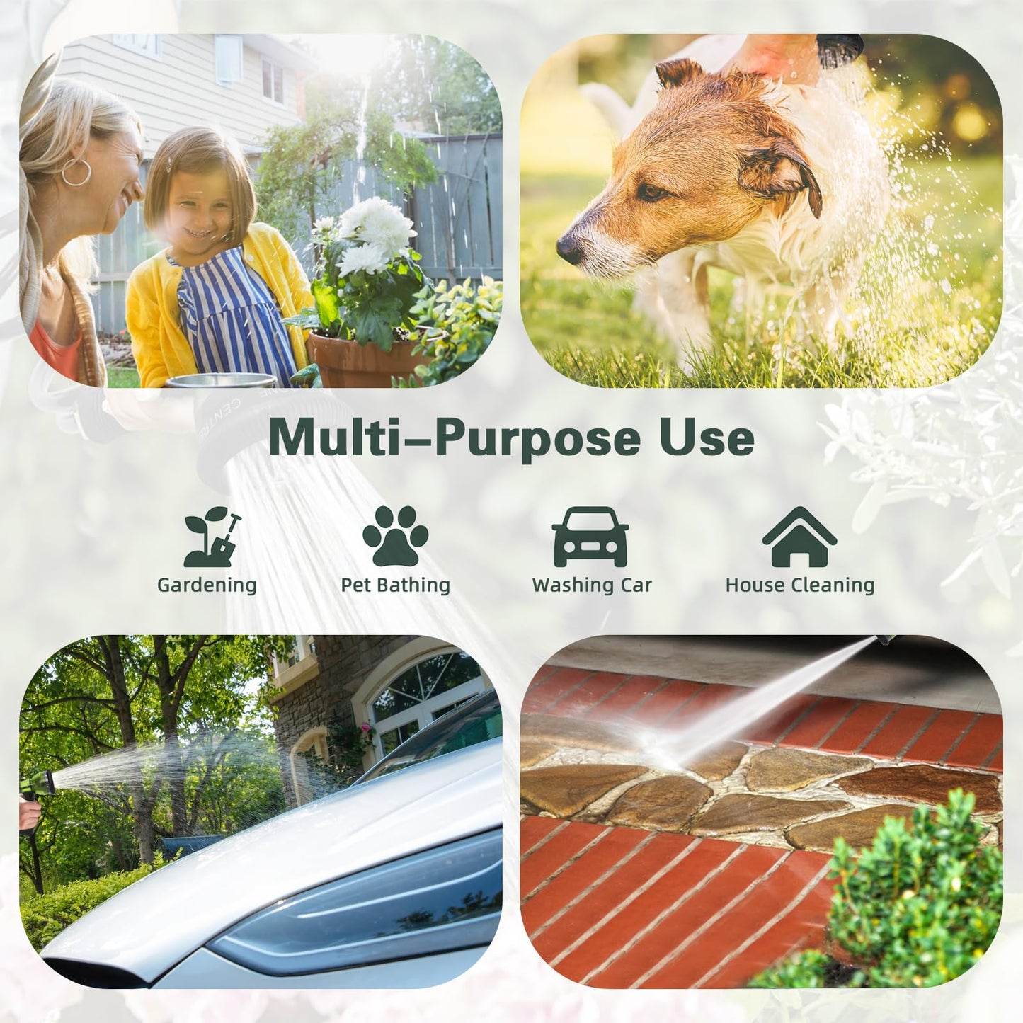 Coil Hose 25FT EVA Coil Garden Hose With 3/4'' Brass Connector Coiled Water Hose Lightweight And No Kink Includes 7 Patterns Spray Nozzle For Outdoors Lawn Watering Car Washing
