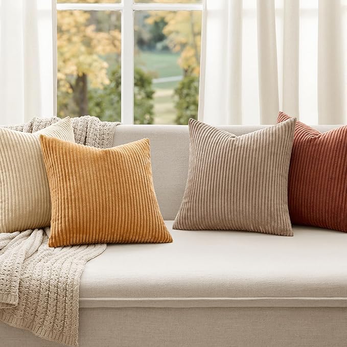 MIULEE Boho Farmhouse Terra Cotta Throw Pillow Covers 18x18 Inch Set of 4
