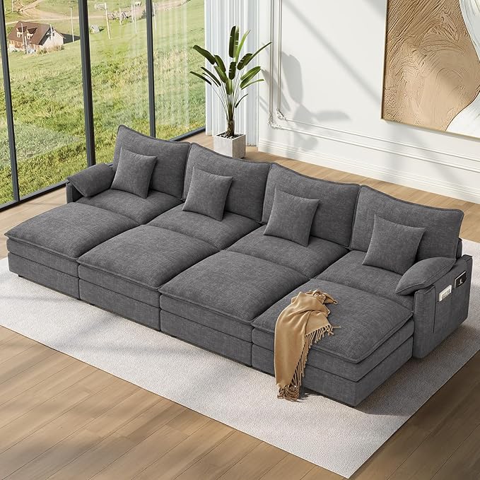 Vesgantti 142" Oversized Sectional Sofa Bed, 8-Seater Modular Sleeper Cloud